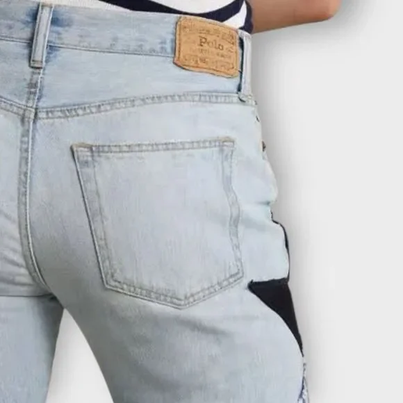 Polo Ralph Lauren Kipton Wash Patchwork Avery Boyfriend Jeans Womens size 28 New